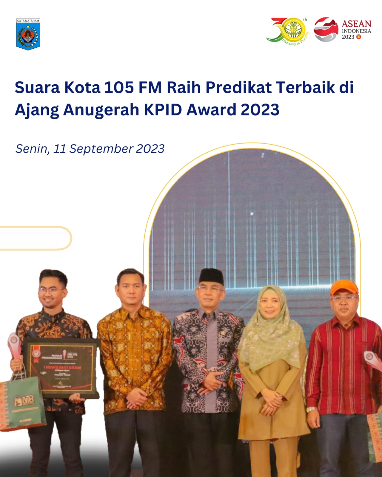 Suara Kota 105 FM Raih Predikat Terbaik di Ajang Anugerah KPID Award 2023