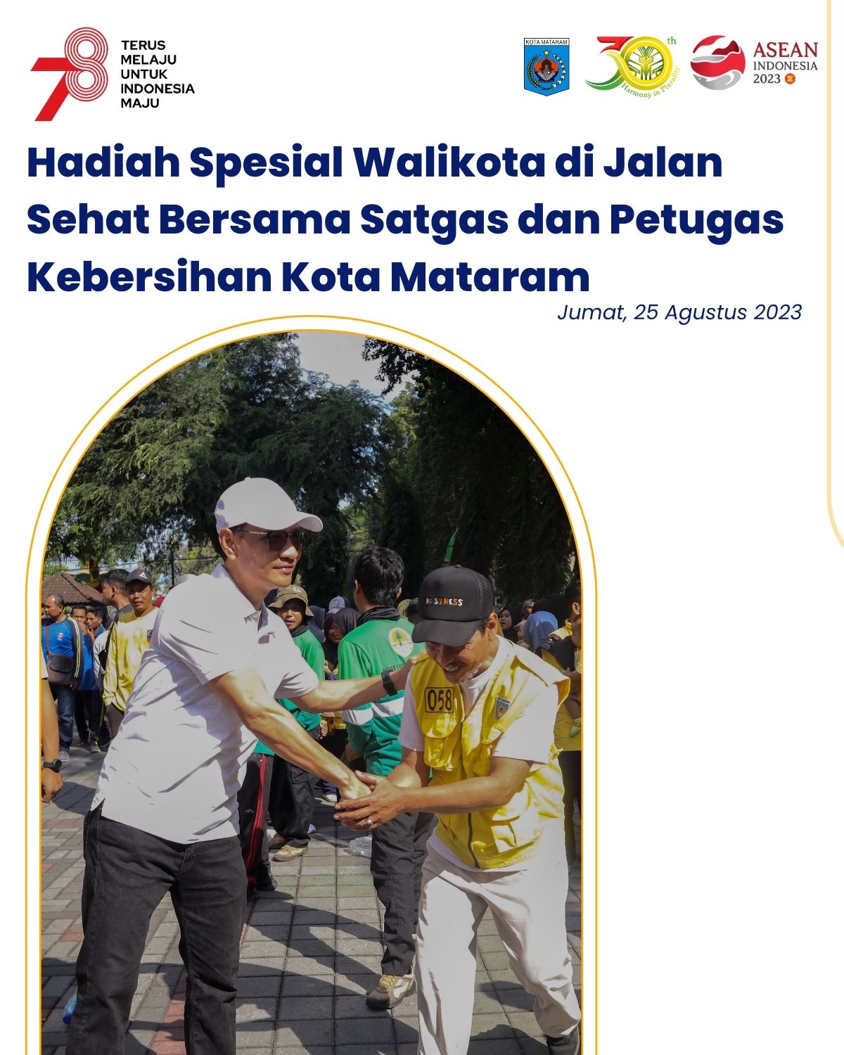 Hadiah Spesial Wali Kota di Jalan Sehat bersama Satgas dan Petugas Kebersihan Kota Mataram