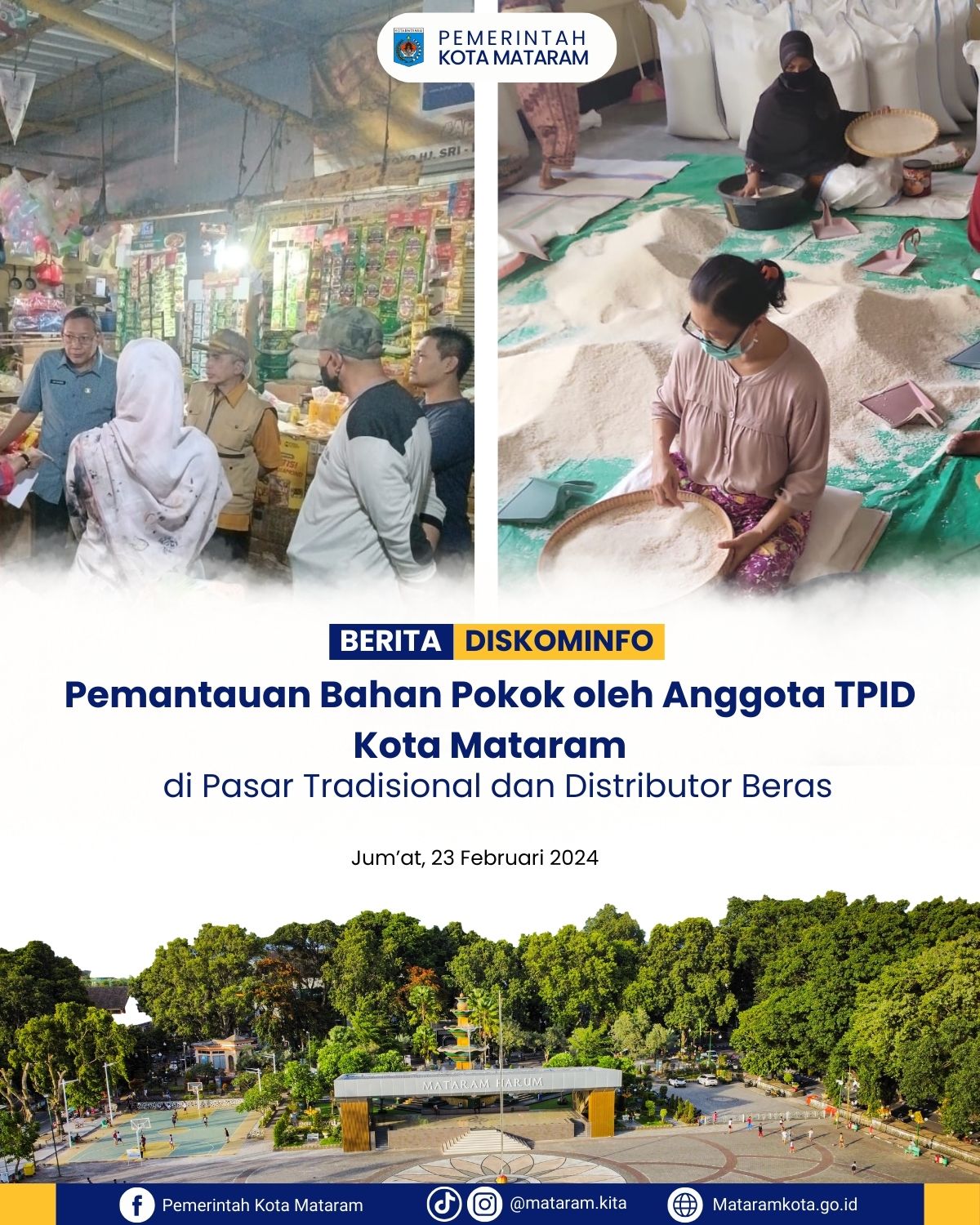 Pemantauan Bahan Pokok oleh Anggota TPID Kota Mataram di Pasar Tradisional dan Distributor Beras
