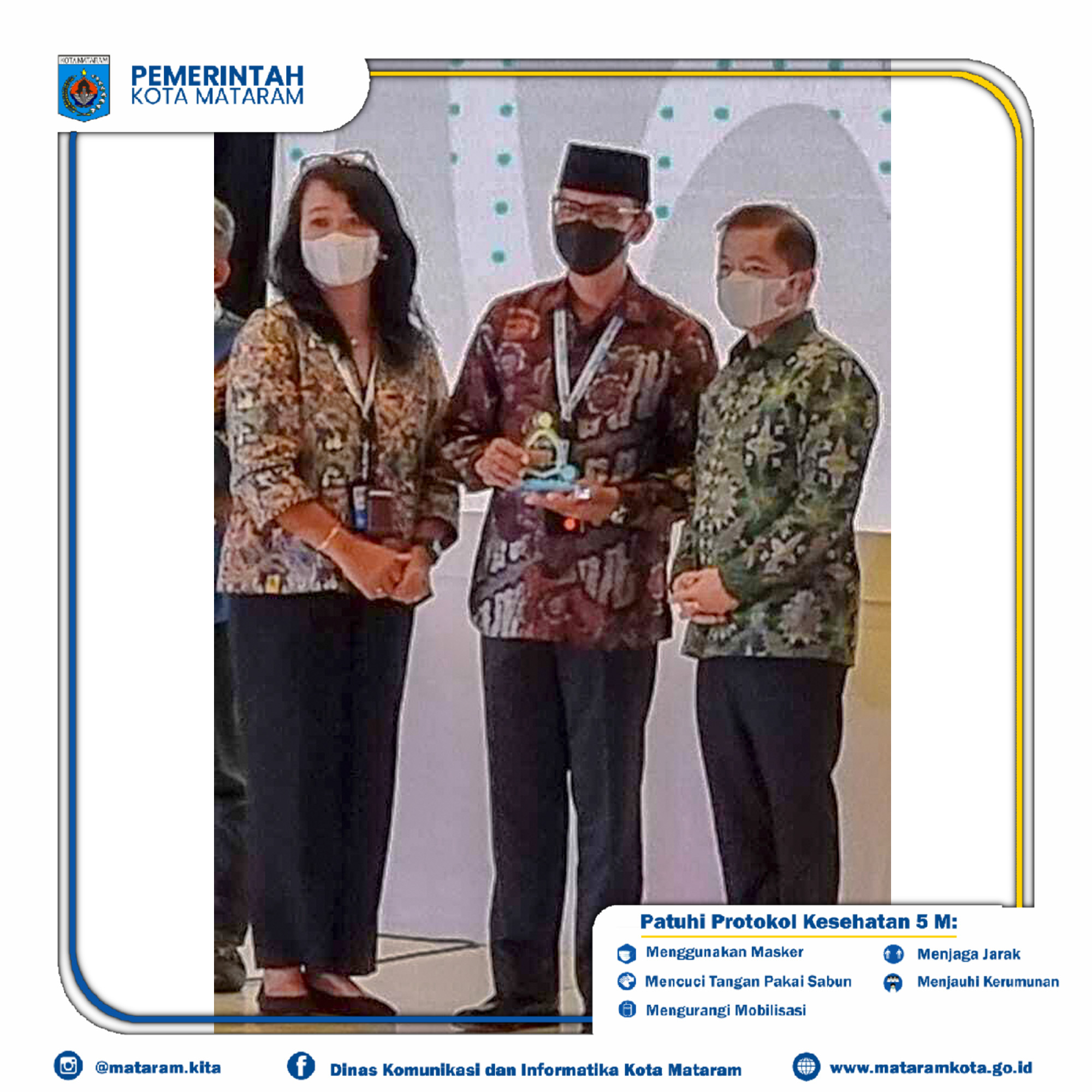 Pemerintah Kota Mataram meraih Penghargaan Air Minum dan Penyehatan Lingkungan Award 2022