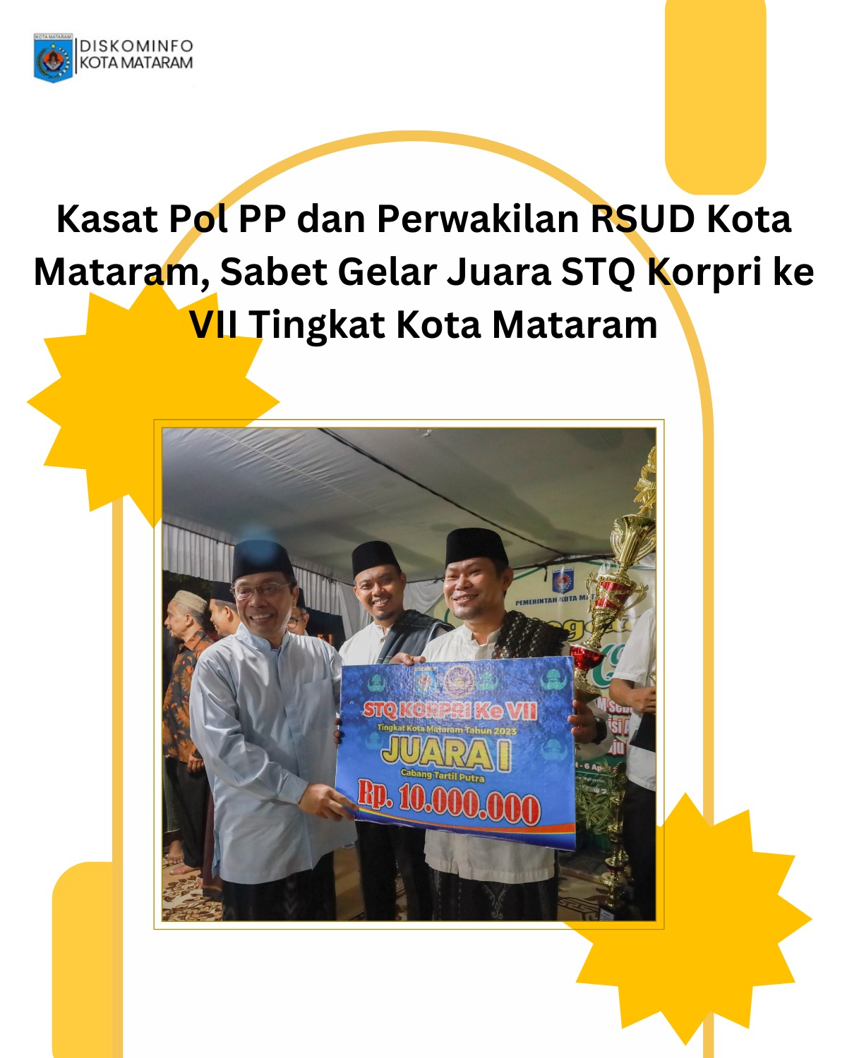 Kasat Pol PP dan Perwakilan RSUD Kota Mataram Sabet Gelar STQ Korpri ke VII Kota Mataram.