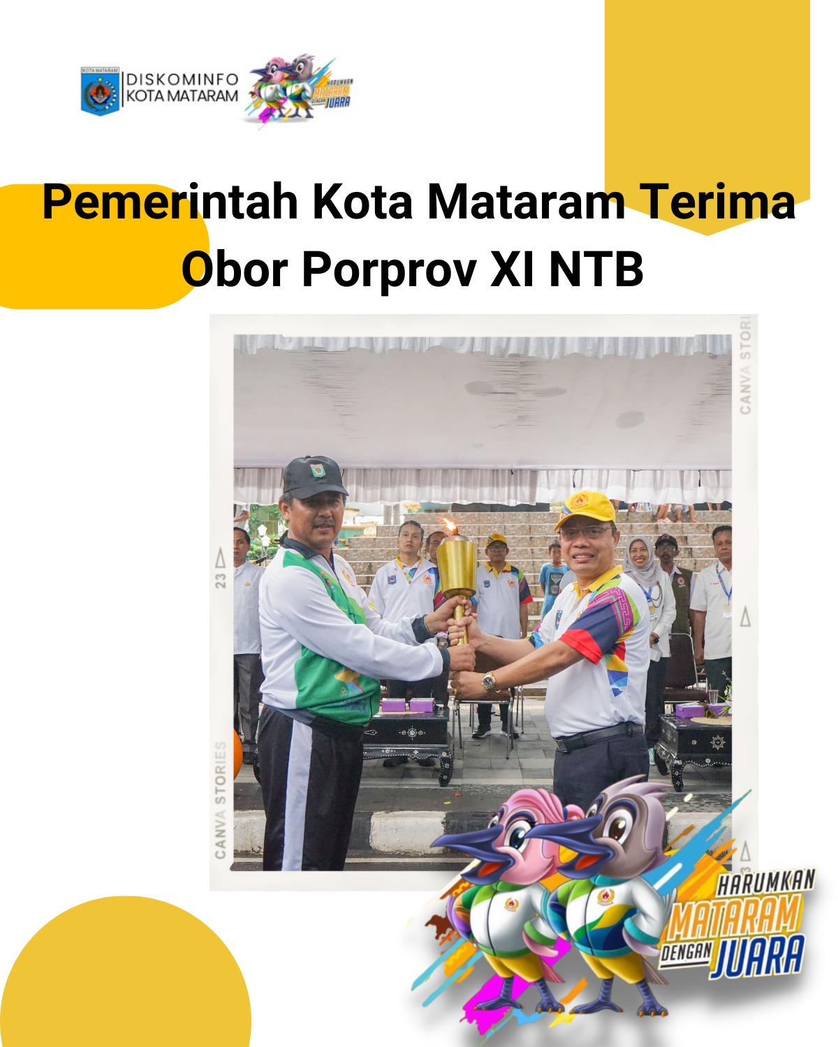 Pemerintah Kota Mataram Terima Obor Porprov XI NTB