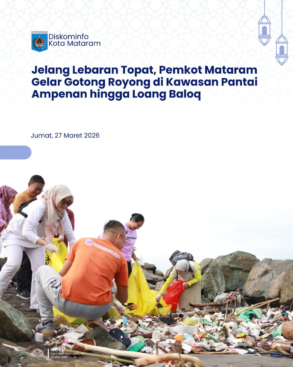 Jelang Lebaran Topat, Pemkot Mataram Gelar Gotong Royong di Kawasan Pantai Ampenan hingga Loang Baloq