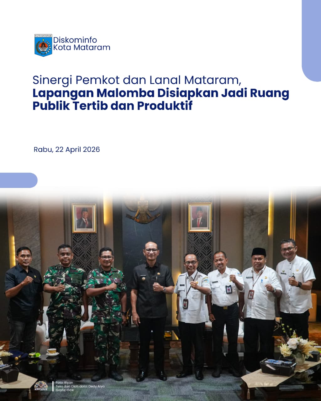 Sinergi Pemkot dan Lanal Mataram, Lapangan Malomba Disiapkan Jadi Ruang Publik Tertib dan Produktif