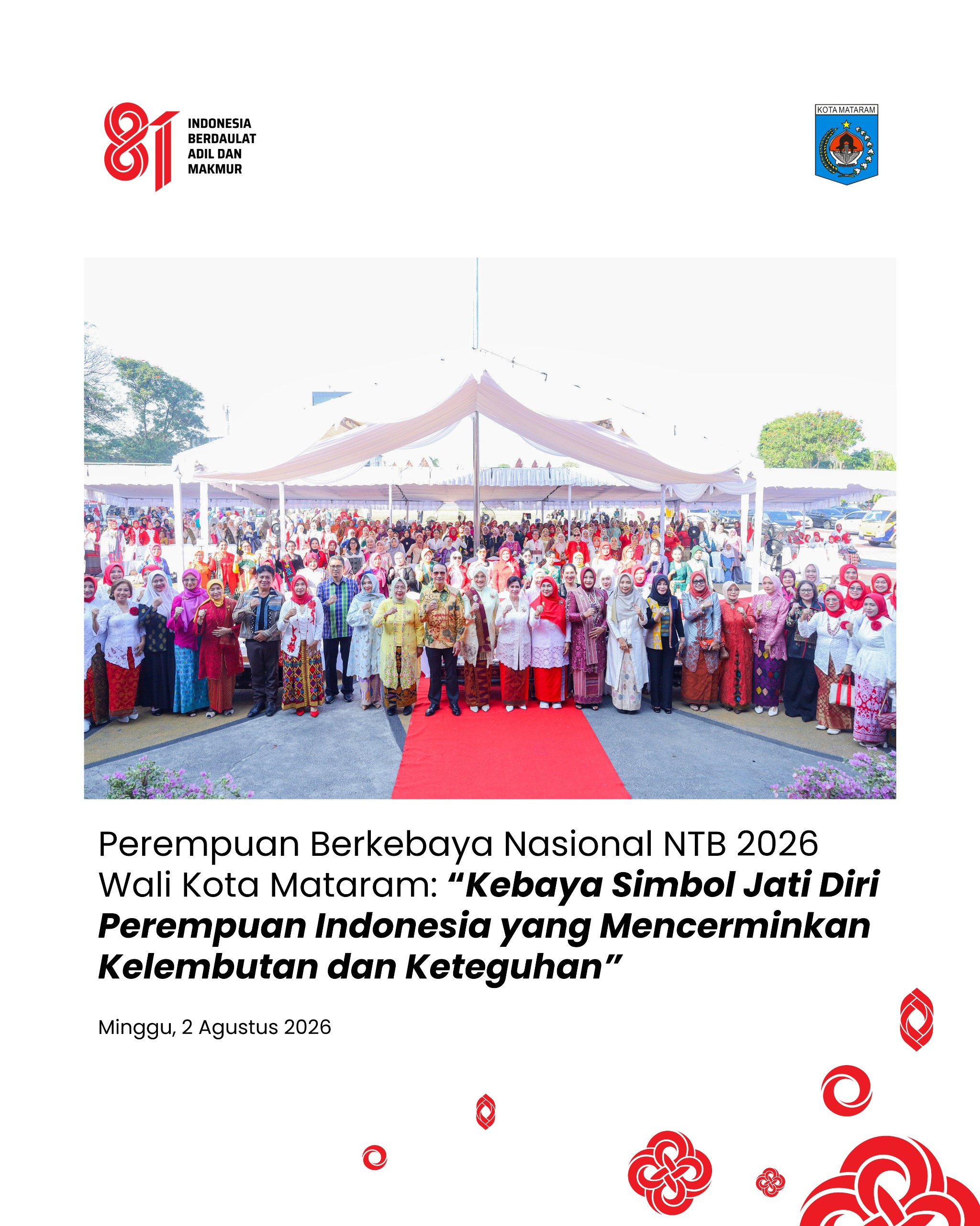 Perempuan Berkebaya Nasional NTB 2026, Wali Kota Mataram : Kebaya Simbol Jati Diri Perempuan Indonesia yang Mencerminkan Kelembutan dan Keteguhan
