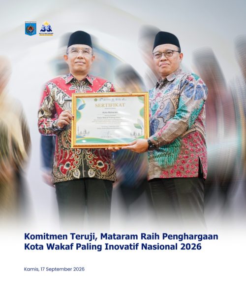Komitmen Teruji, Mataram Raih Penghargaan Kota Wakaf Paling Inovatif Nasional 2026